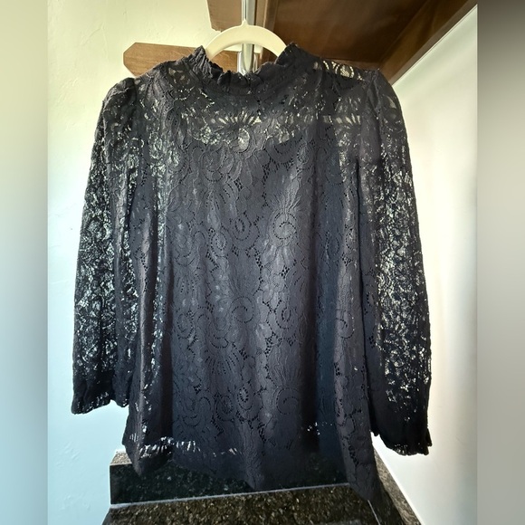 Adiva Black Lace High-Neck Blouse – Long Sleeve, Women’s XS, NWT - Picture 1 of 10